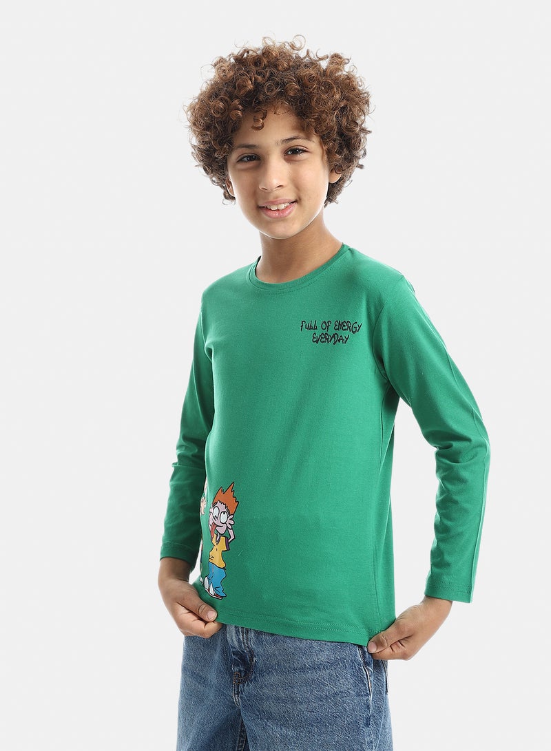Andora Boys Printed Long-Sleeve Shirt_Green - Image 2